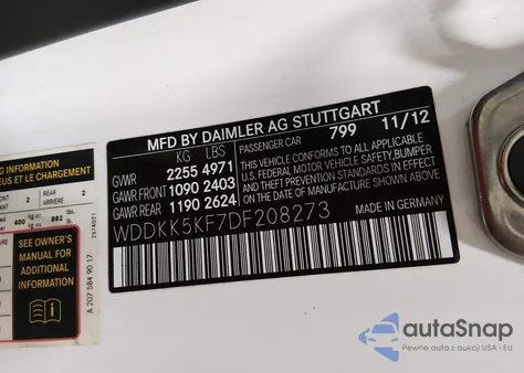 2013 Mercedes-Benz E 350 z USA, uszkodzony, nr VIN WDDKK5KF7DF208273